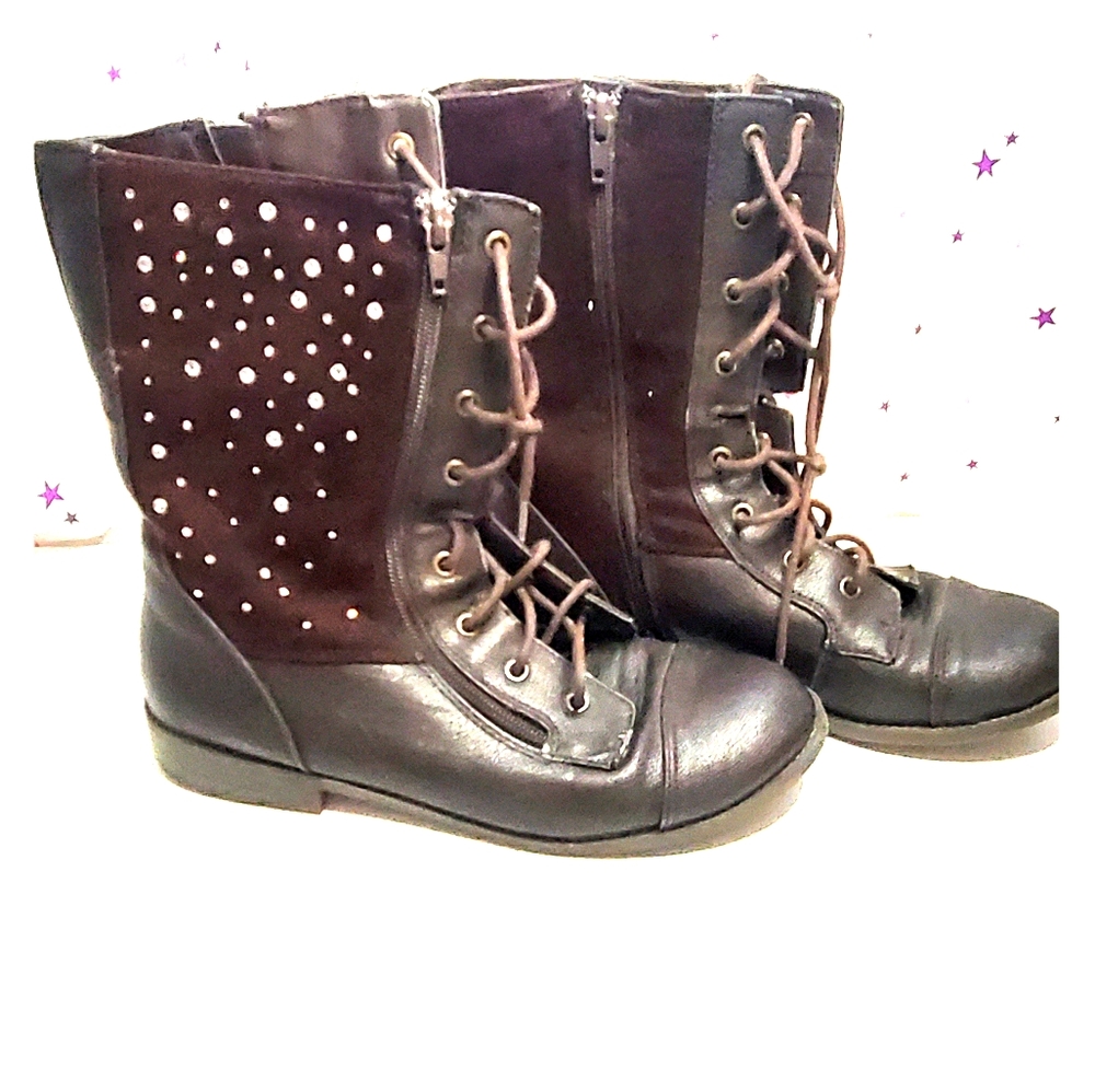 Justice Rhinestone Zip Up Boots